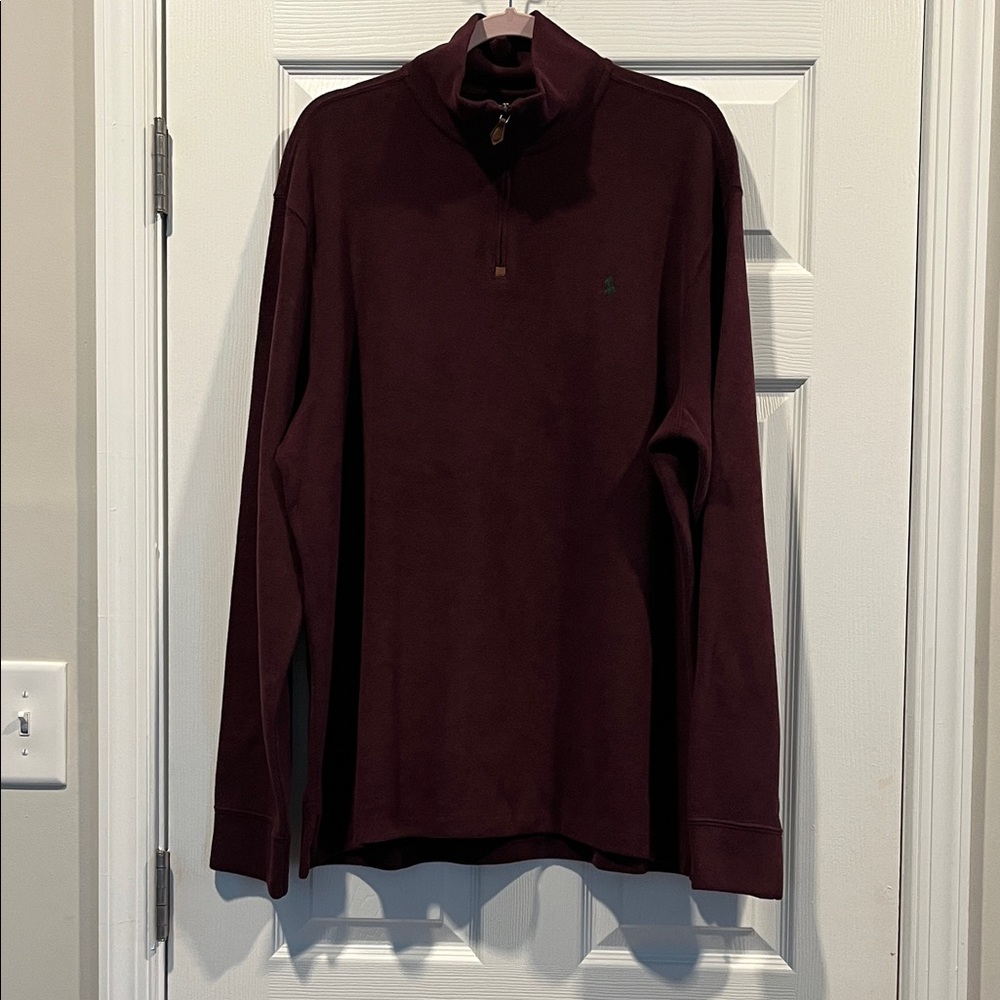 Polo Ralph Lauren Men’s Burgundy Quarter-Zip Sweatshirt Size XL.